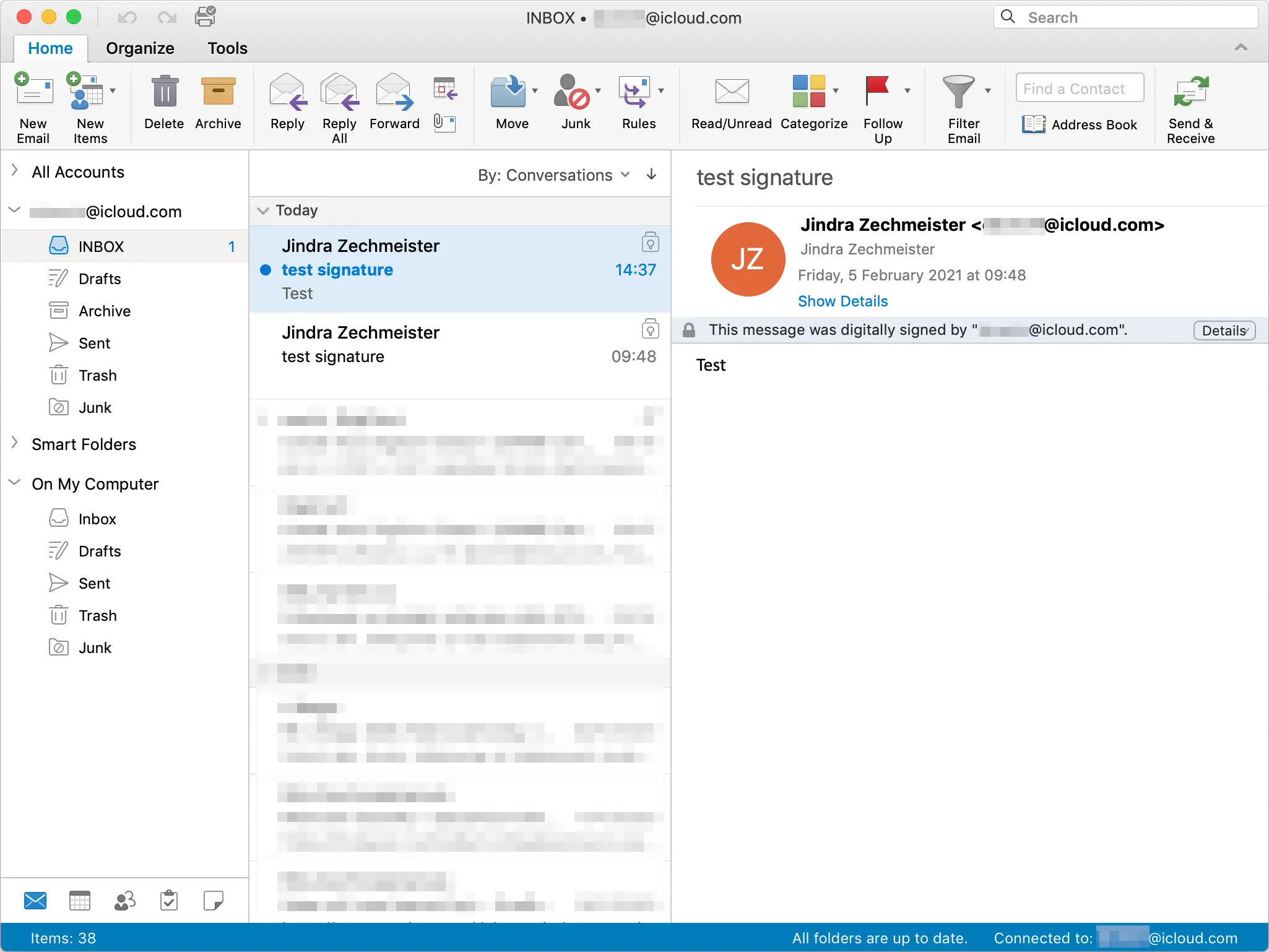 Firmar el correo en la bandeja de Outlook