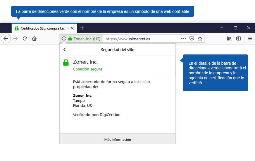 Ver el certificado EV en el navegador Ver el certificado EV en el navegador
