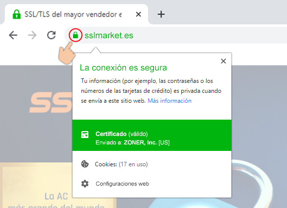 Ver el certificado EV en el navegador