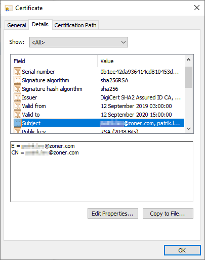 Ver el certificado DigiCert Client Premium Class 1 en el cliente