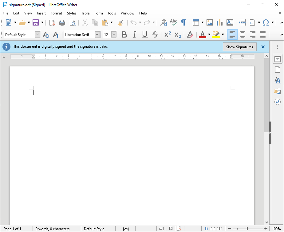 Firmar en Open/LibreOffice
